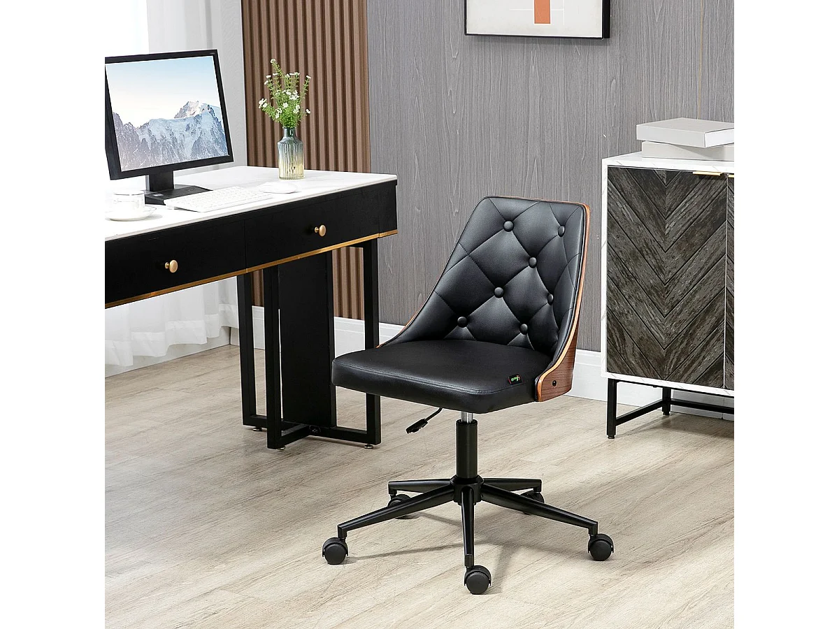 Silla de escritorio Tulipán Vinsetto basculante altura regulable negro/marrón 77-87x53x62 cm