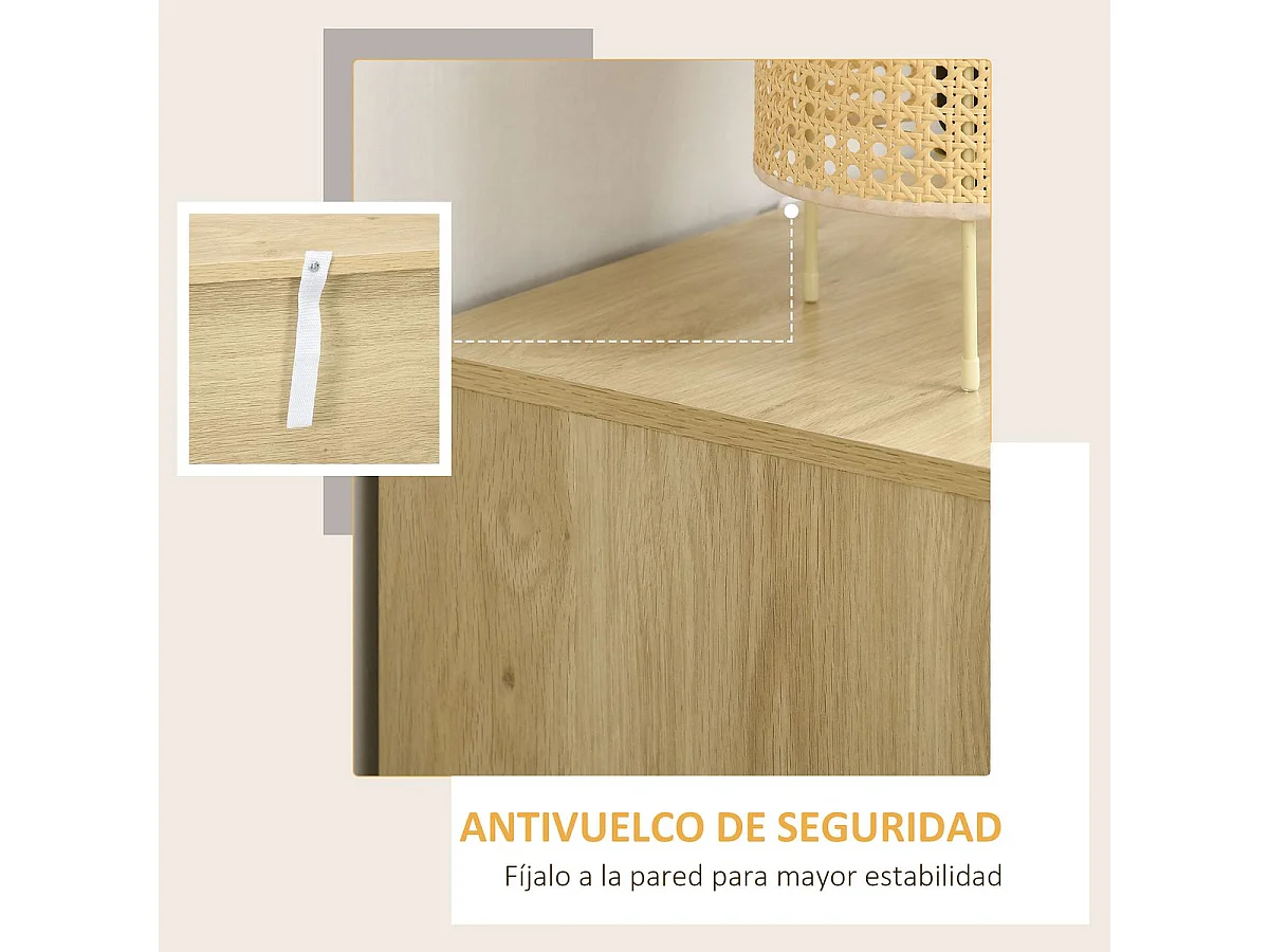 Cómoda Nassau Homcom 3 cajones estilo cannage natural 69x60x38 cm