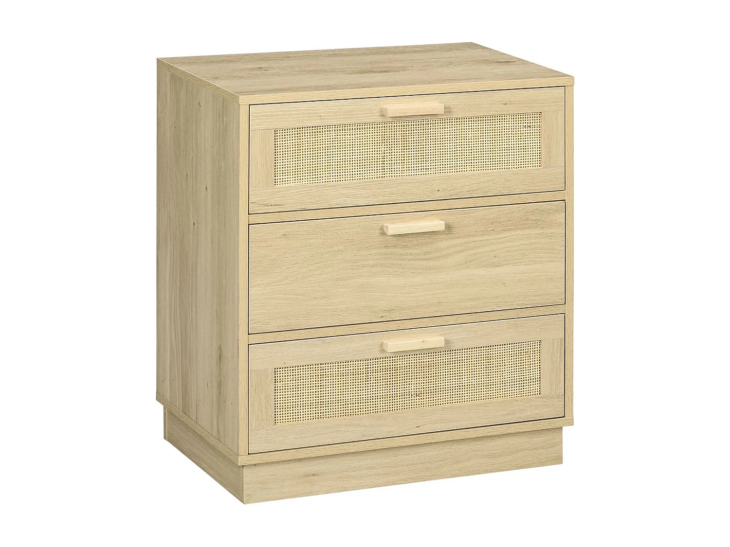 Cómoda Nassau Homcom 3 cajones estilo cannage natural 69x60x38 cm