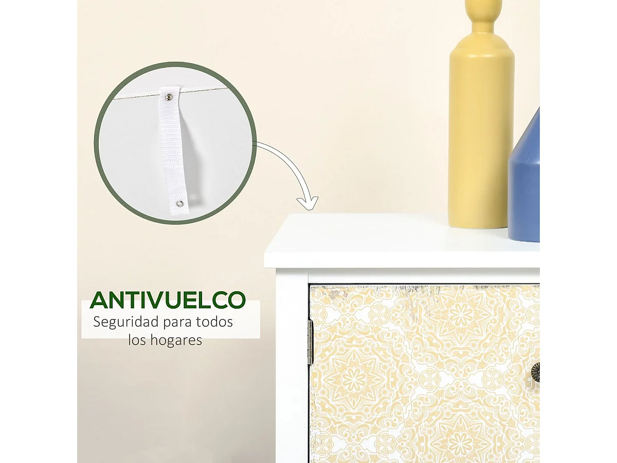 Cómoda Hortensia Homcom 2 cajones + 3 armarios blanco 80x68x34 cm