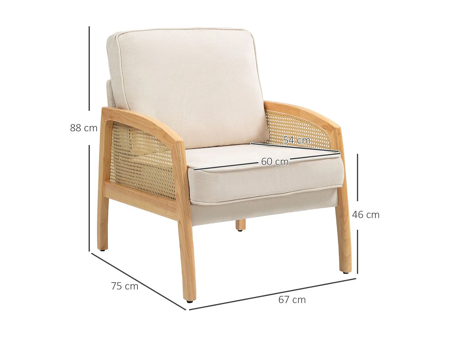 Butaca Romera Homcom cojines extraíbles beige 88x67x75 cm