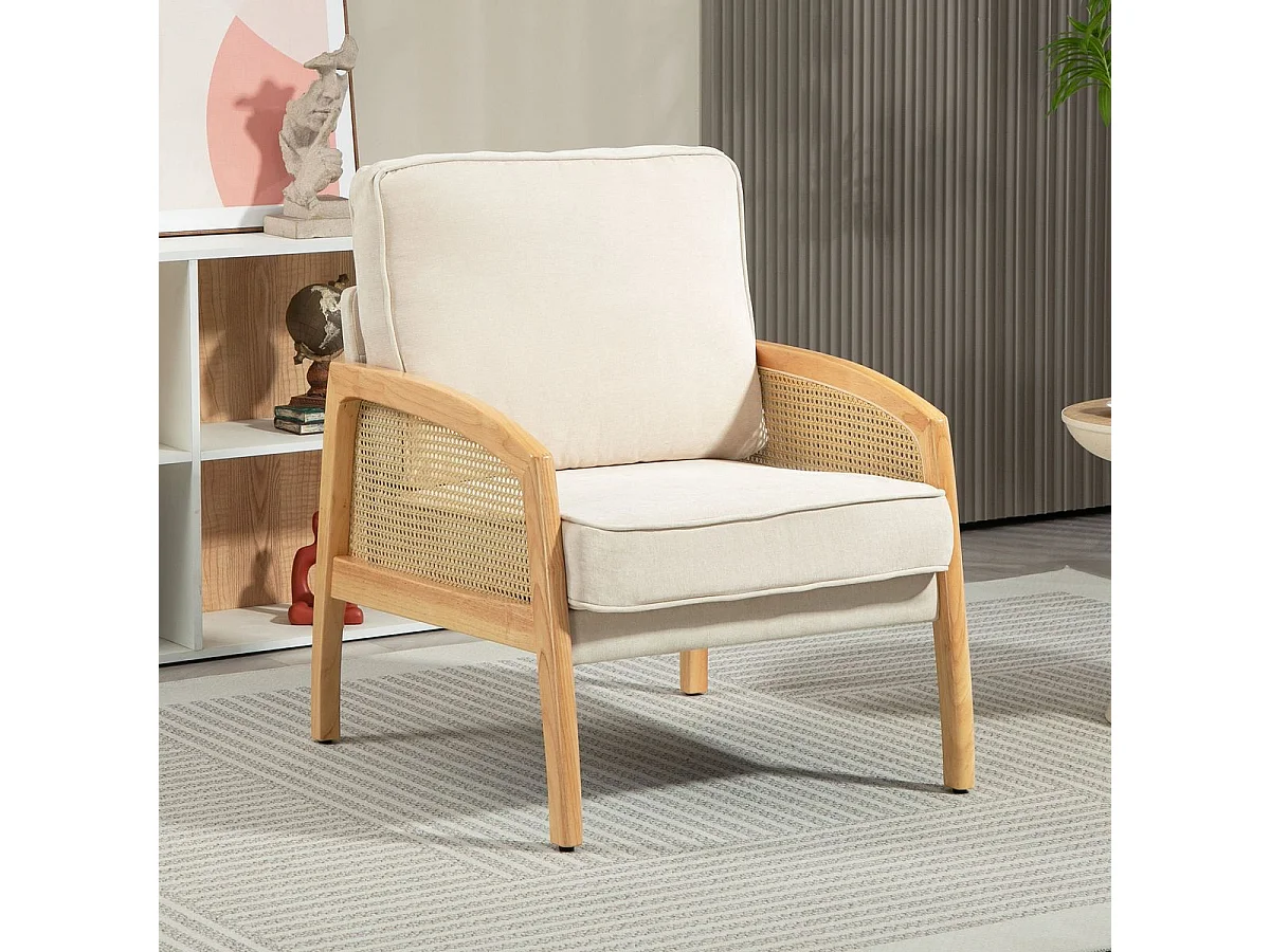 Butaca Romera Homcom cojines extraíbles beige 88x67x75 cm