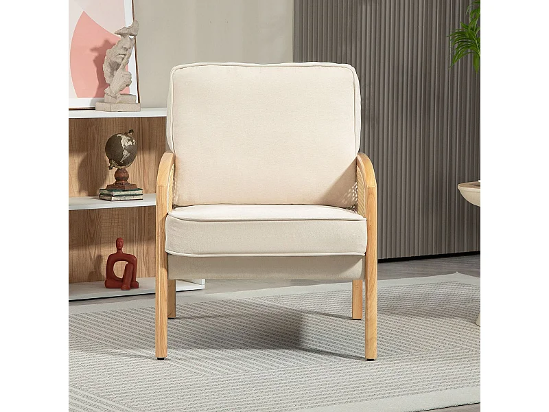 Butaca Romera Homcom cojines extraíbles beige 88x67x75 cm