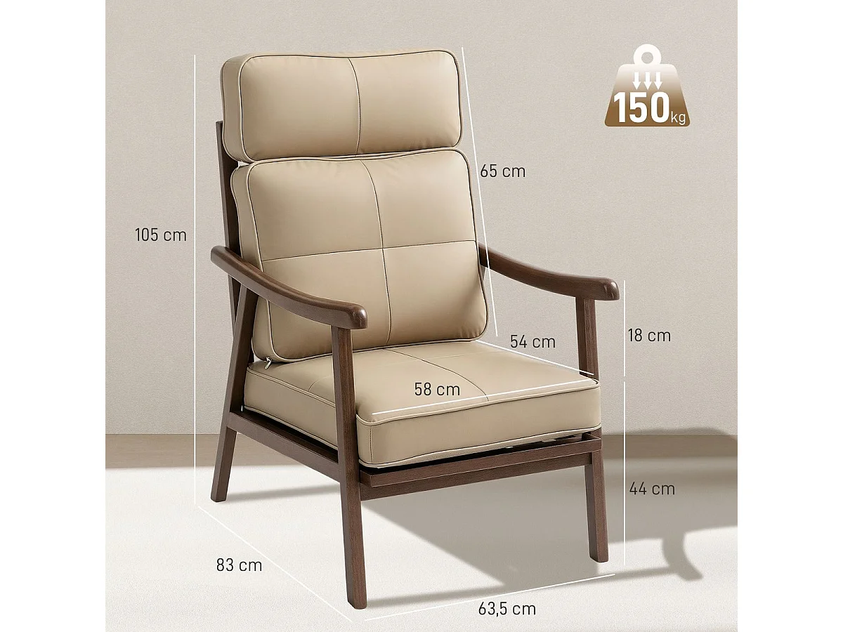 Butaca Elia Homcom respaldo alto beige 105x63,5x83 cm