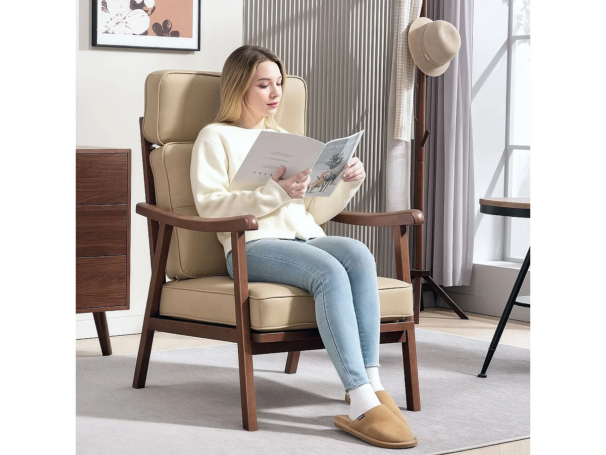 Butaca Elia Homcom respaldo alto beige 105x63,5x83 cm