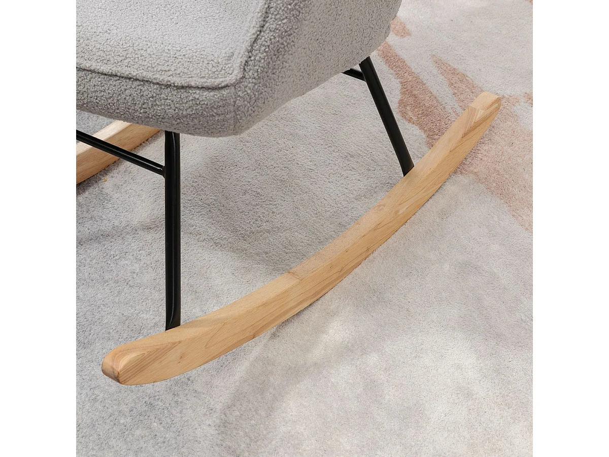 Mecedora Miko Homcom terciopelo patas de madera gris 101x71x92 cm