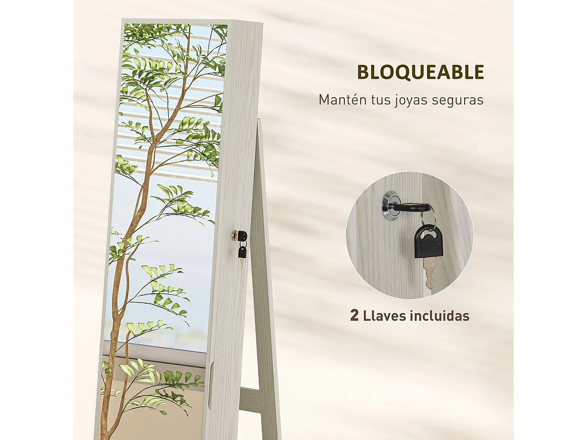 Espejo de cuerpo entero Eloria Homcom instalación convertible blanco 175x38x38 cm