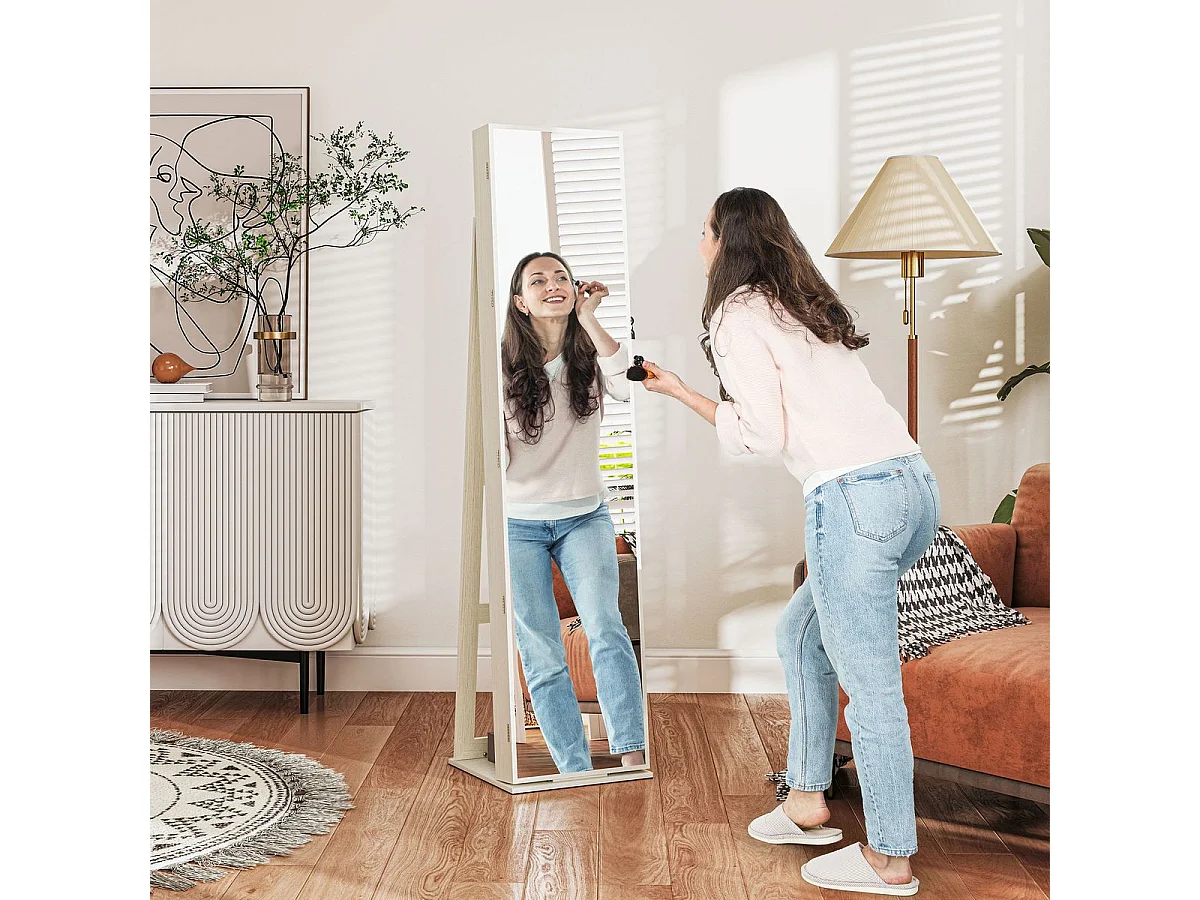 Espejo de cuerpo entero Eloria Homcom instalación convertible blanco 175x38x38 cm