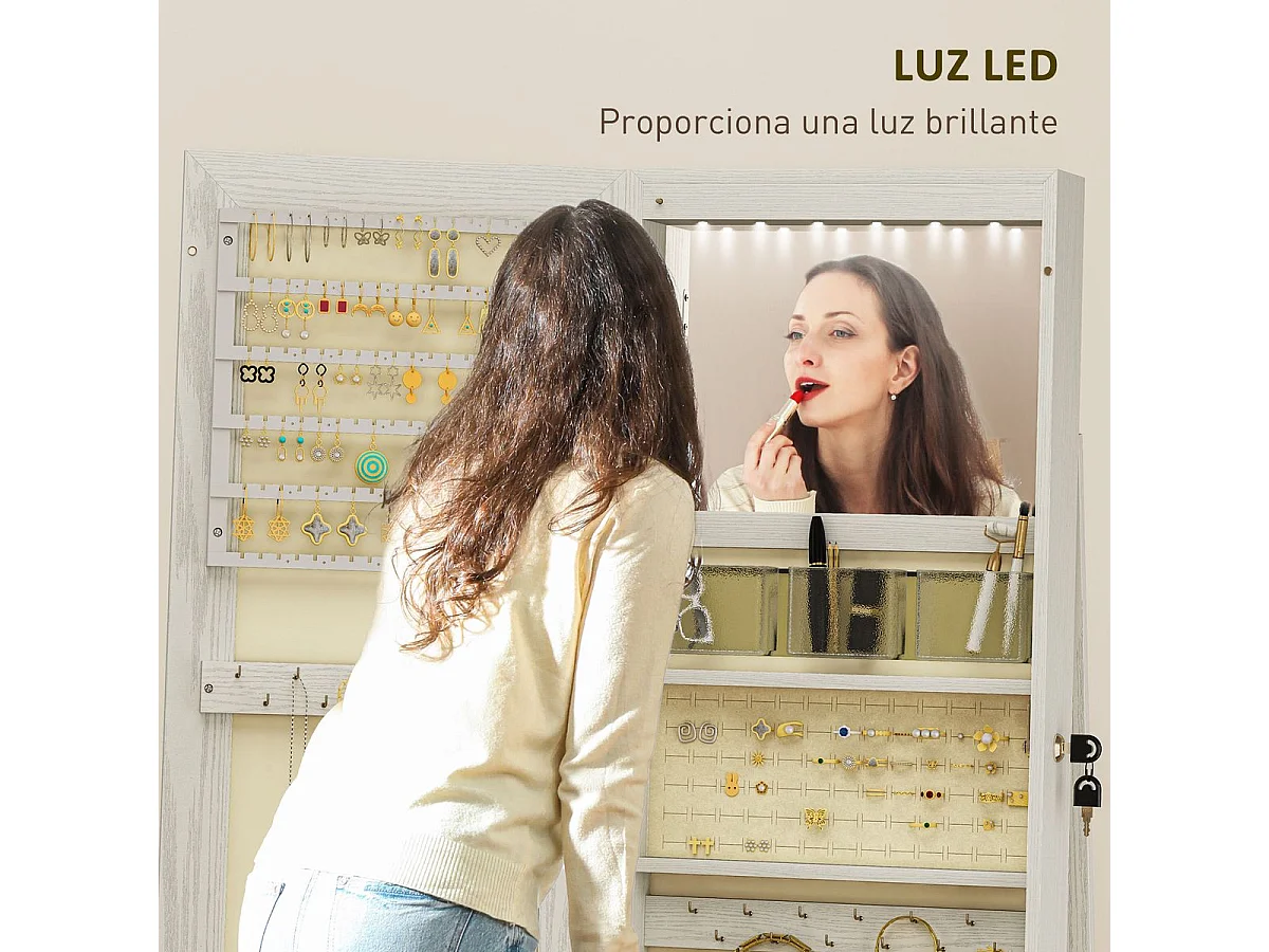 Espejo de cuerpo entero Eloria Homcom instalación convertible blanco 175x38x38 cm