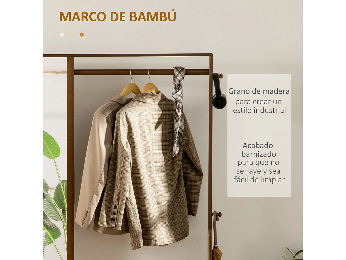 Perchero Gloria Homcom 2 cajones + espejo + compartimento marrón 169,5x113x33 cm