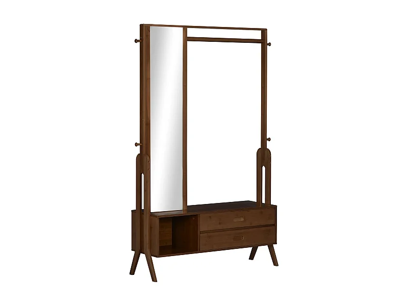 Perchero Gloria Homcom 2 cajones + espejo + compartimento marrón 169,5x113x33 cm