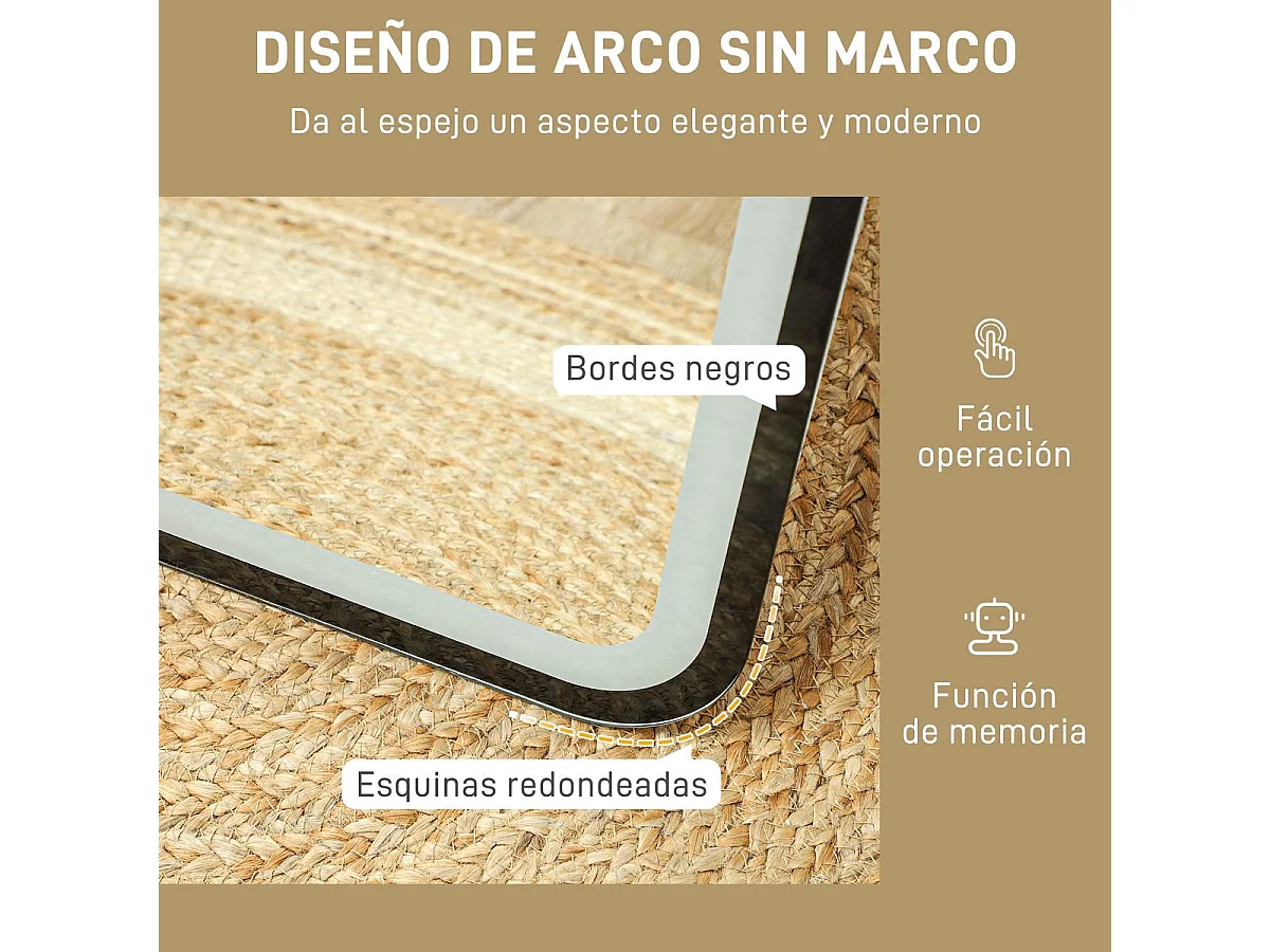 Espejo de pie Atlantis Homcom luz LED ajustable negro 150x40 cm