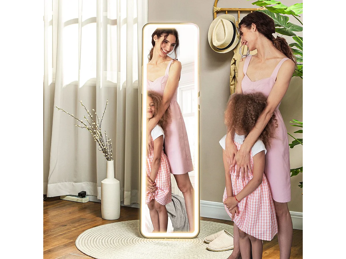 Espejo de pie Atlantis Homcom luz LED ajustable negro 150x40 cm