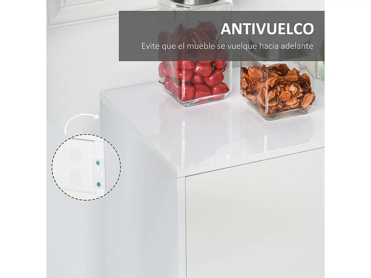 Aparador Conil Homcom 3 puertas + 2 cajones blanco 74x117x36 cm