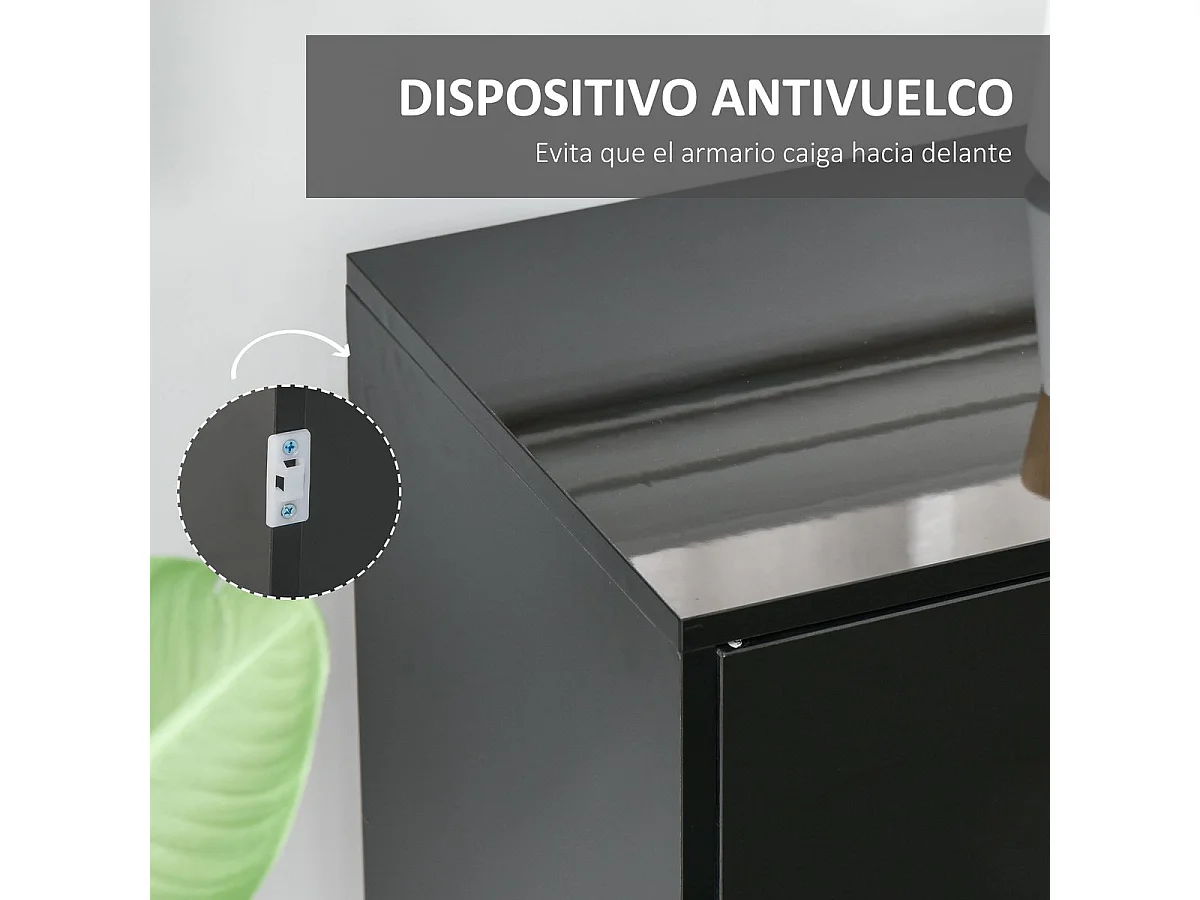 Aparador Shagrila Homcom 3 puertas + 2 cajones + estantes negro 74x117x36 cm