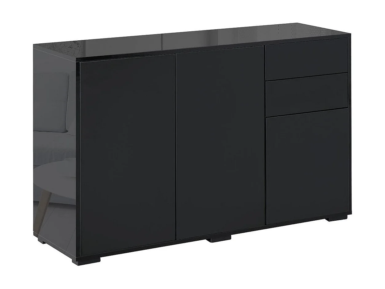 Aparador Shagrila Homcom 3 puertas + 2 cajones + estantes negro 74x117x36 cm