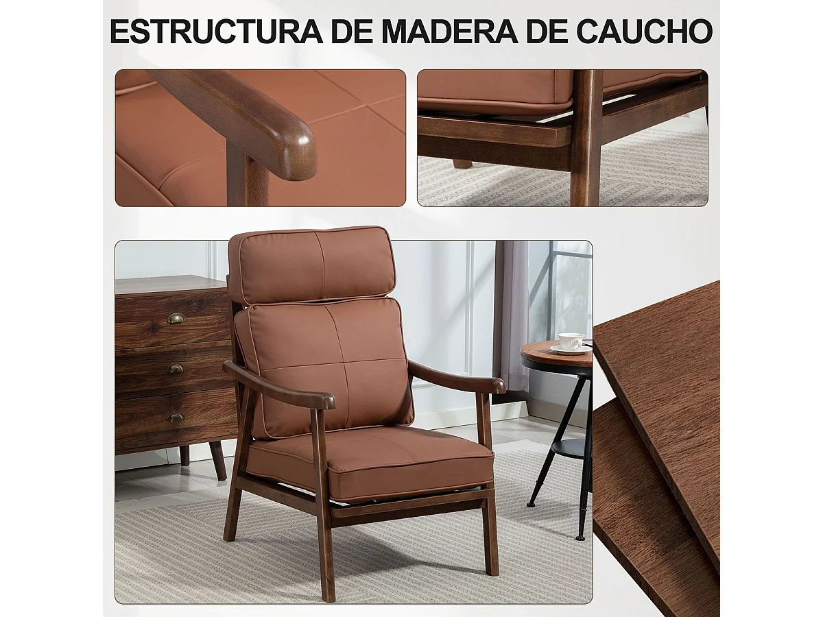 Butaca Elia Homcom respaldo alto marrón 105x63,5x83 cm