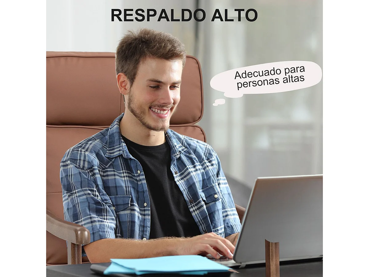 Butaca Elia Homcom respaldo alto marrón 105x63,5x83 cm