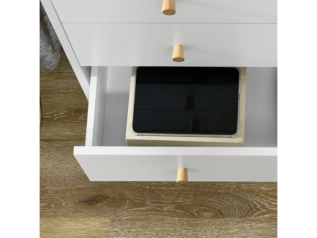 Cómoda Dominica Homcom 3 cajones blanco 80x80x30 cm