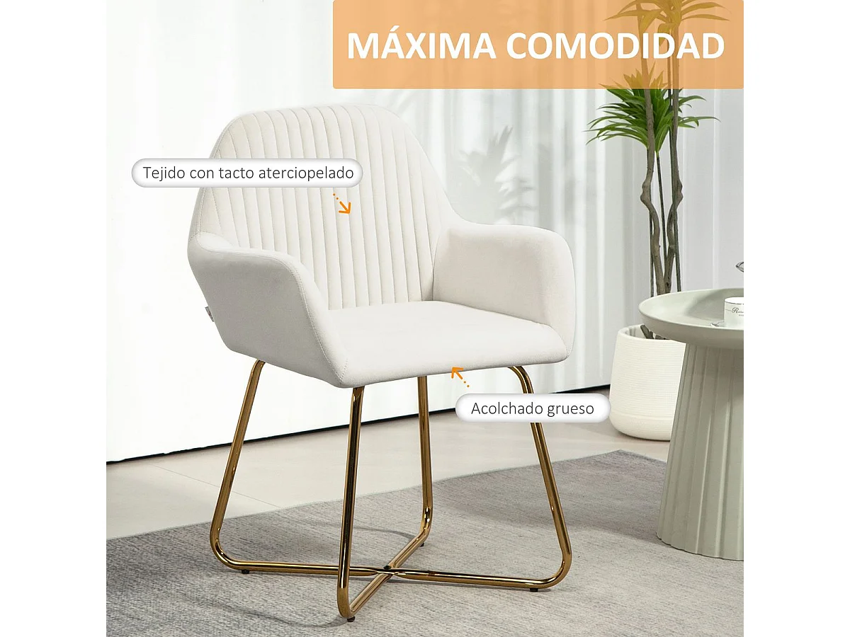 Butaca Daisy Homcom base cruzada crema 85x60x56,5 cm