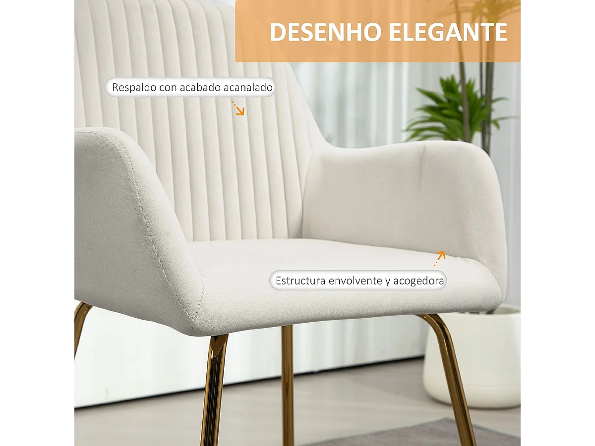 Butaca Daisy Homcom base cruzada crema 85x60x56,5 cm