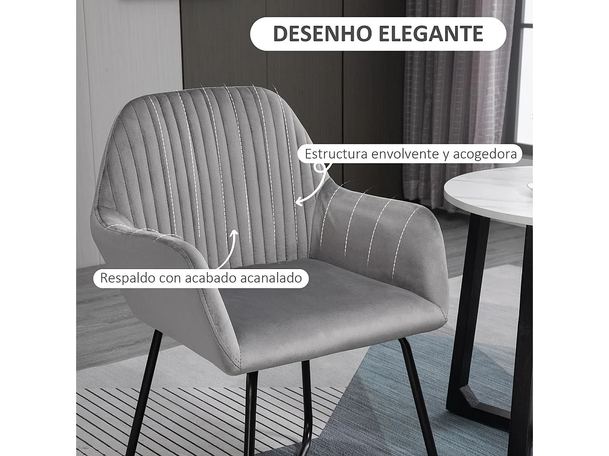 Butaca Daisy Homcom base cruzada gris 85x60x56,5 cm