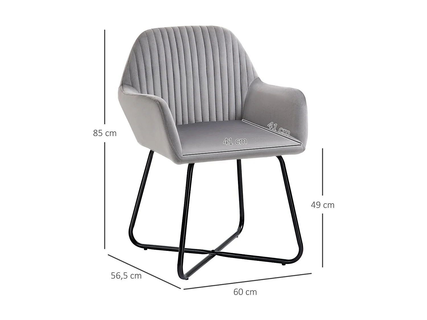 Butaca Daisy Homcom base cruzada gris 85x60x56,5 cm