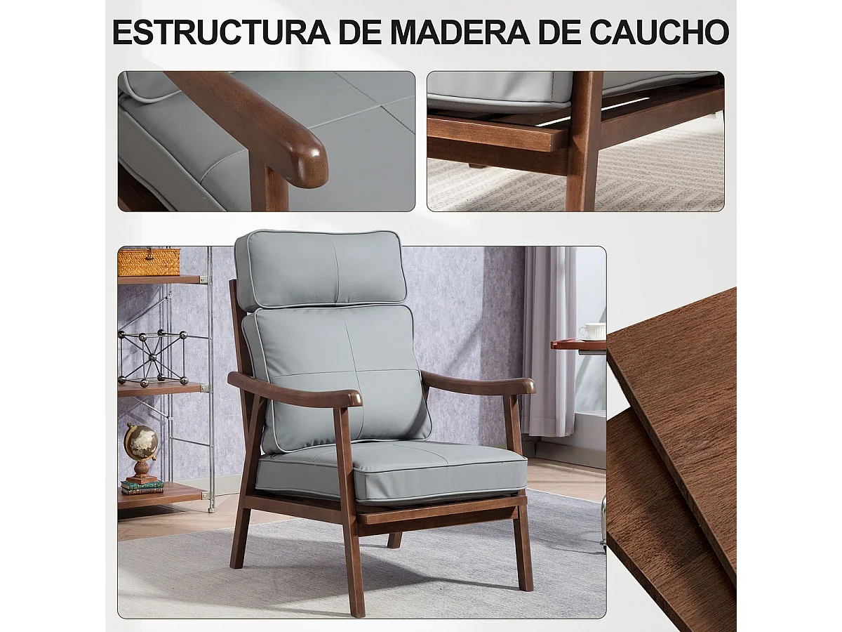 Butaca Elia Homcom respaldo alto gris 105x63,5x83 cm