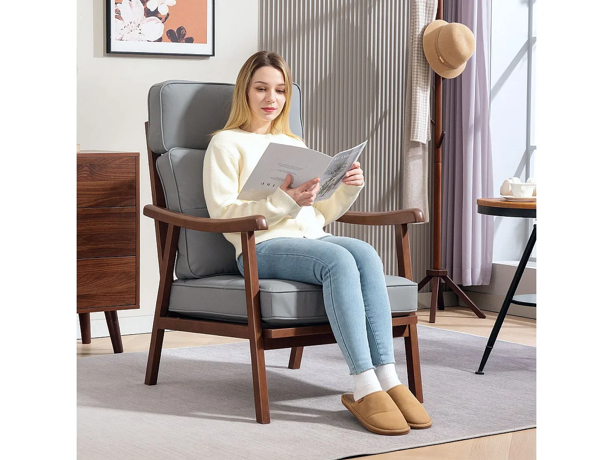 Butaca Elia Homcom respaldo alto gris 105x63,5x83 cm