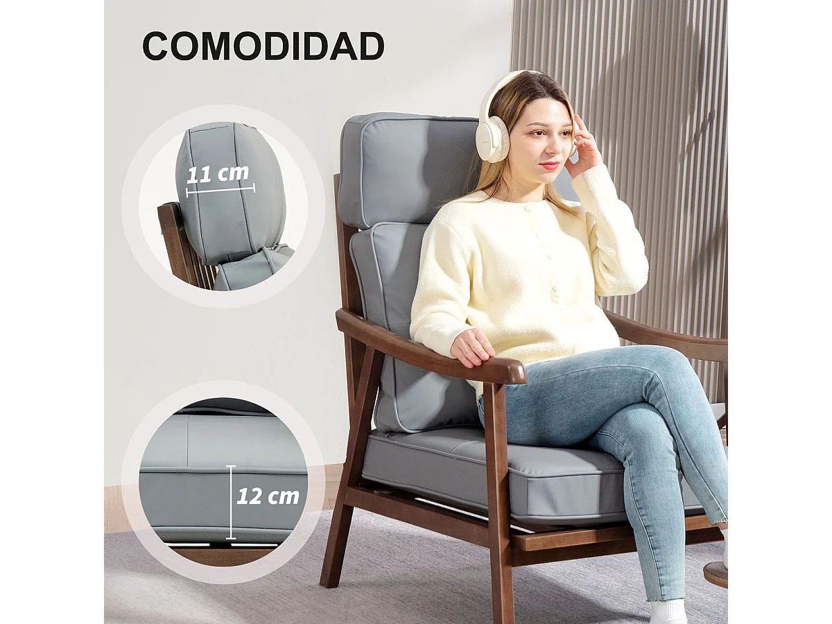 Butaca Elia Homcom respaldo alto gris 105x63,5x83 cm