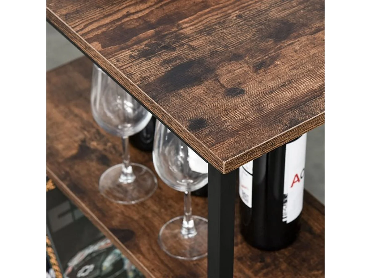 Conjunto de cocina Homcom mesa alta con estantes+2 taburetes negro/ marrón rústico