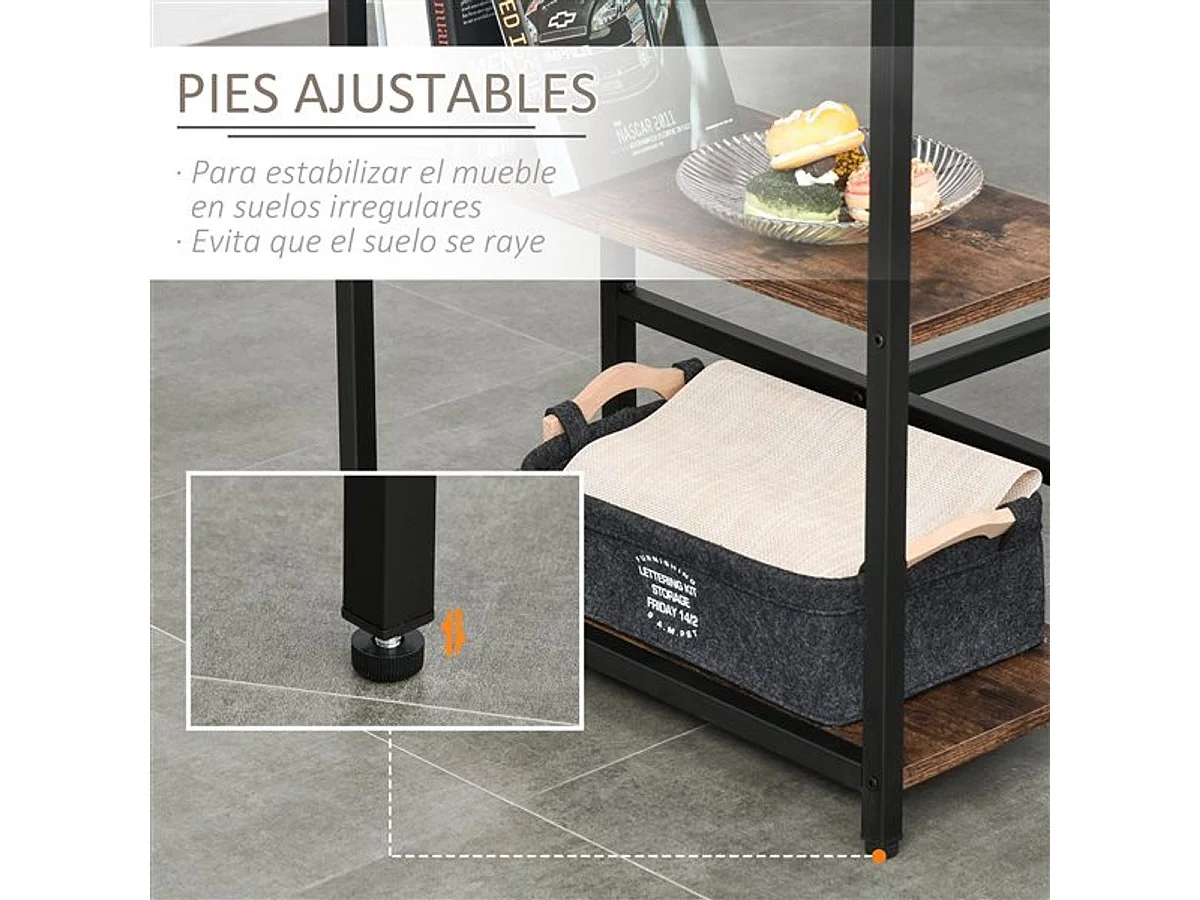Conjunto de cocina Homcom mesa alta con estantes+2 taburetes negro/ marrón rústico
