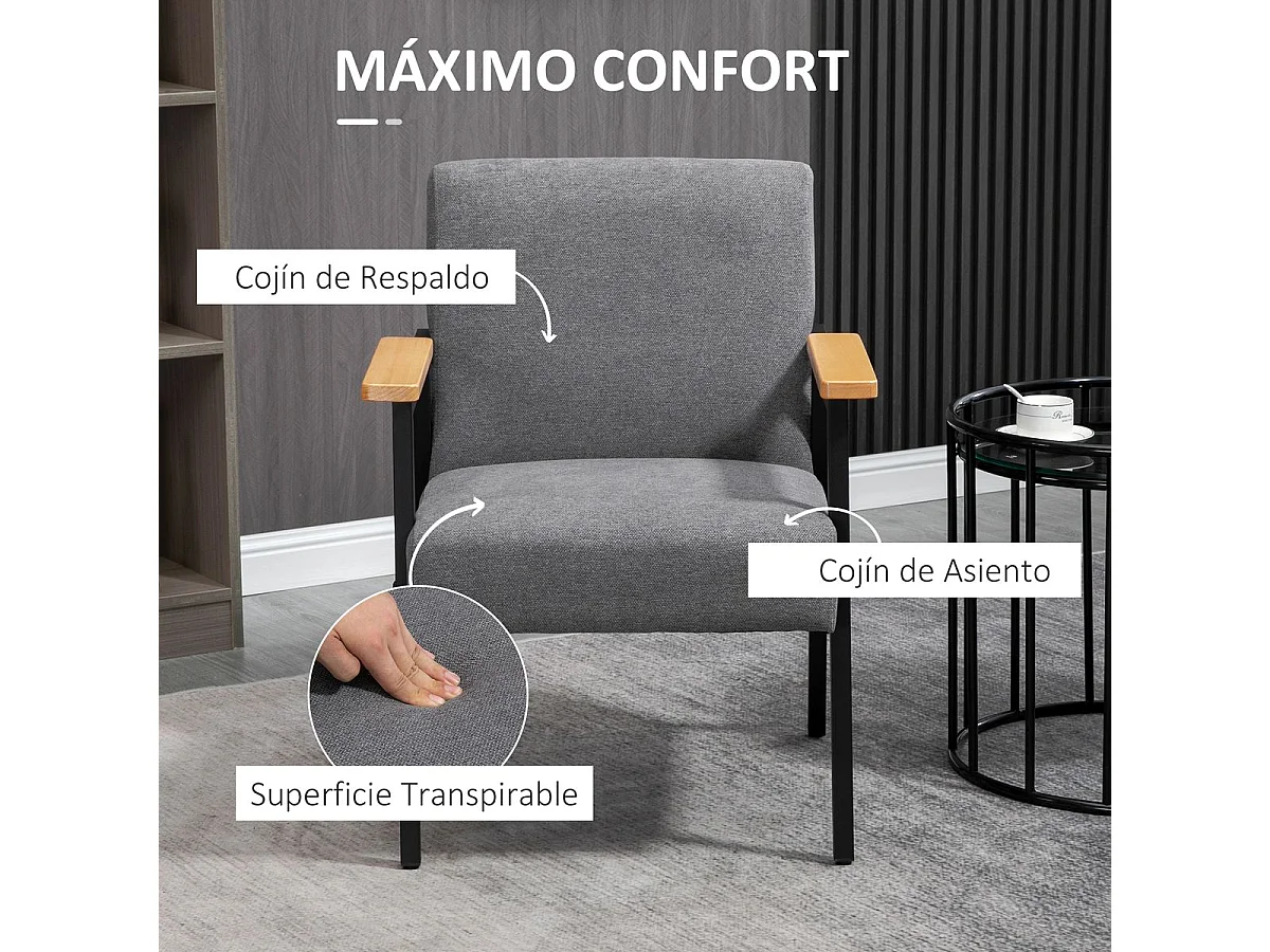 Butaca Modern living Homcom con reposabrazos gris 83,5x64,5x70 cm