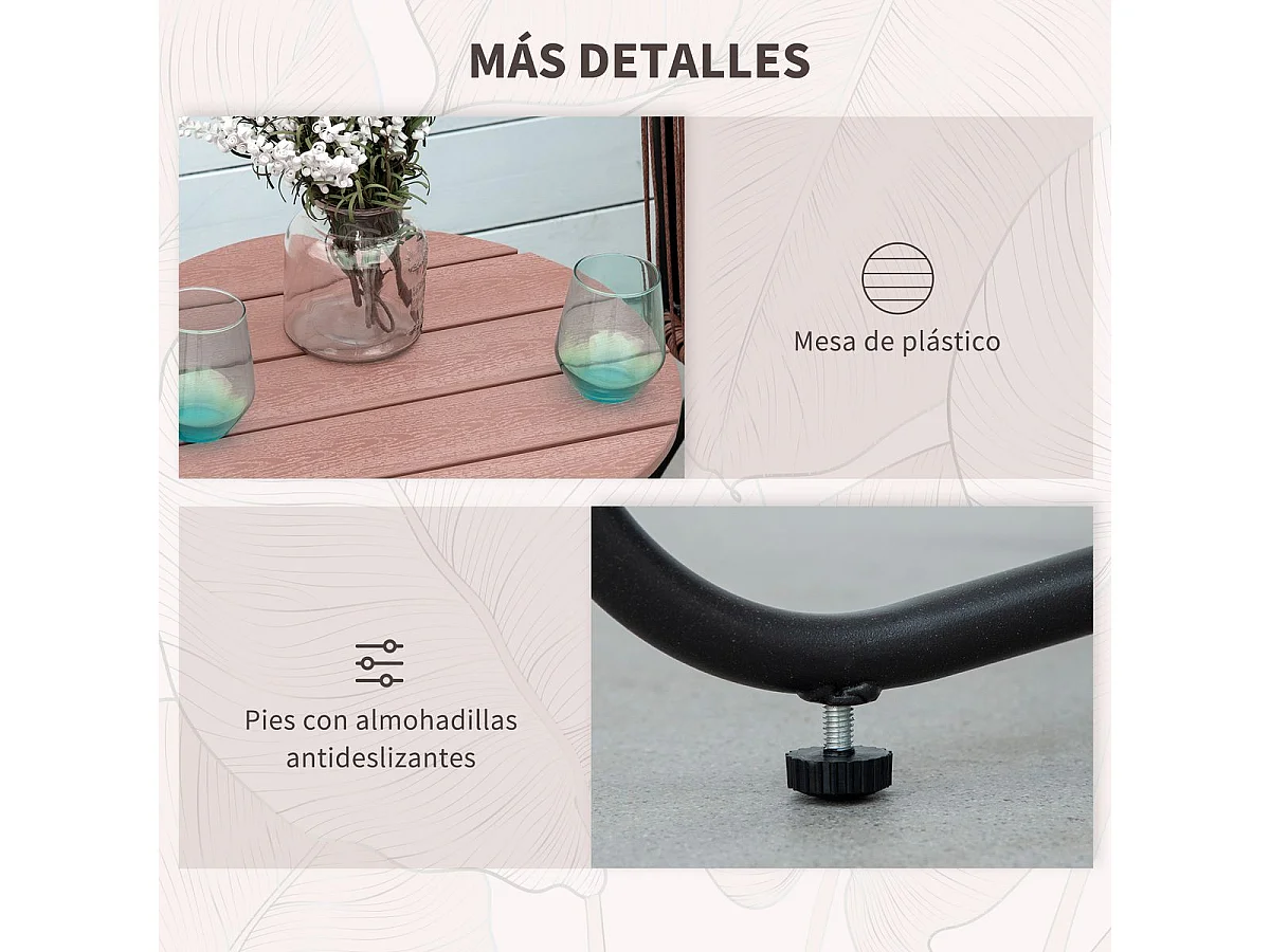 Conjunto de jardín Palawan Outsunny 2 sillones + 1 mesa marrón/gris