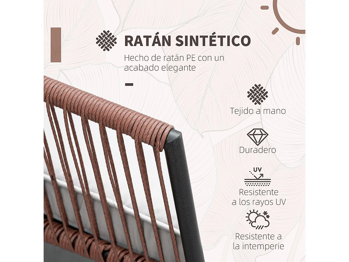 Conjunto de jardín Palawan Outsunny 2 sillones + 1 mesa marrón/gris