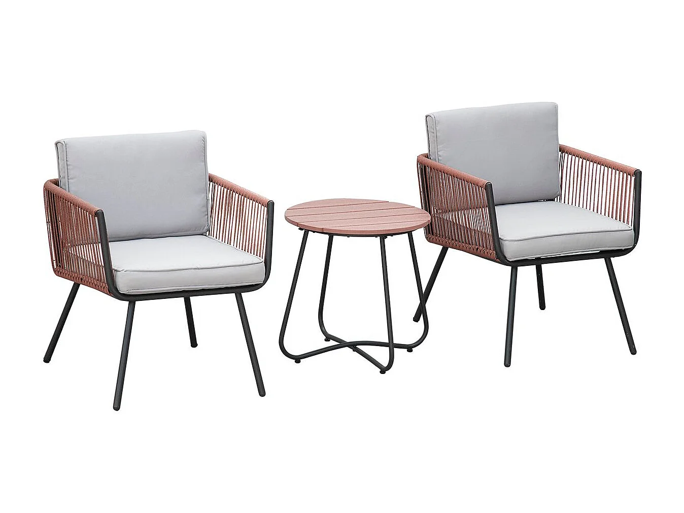 Conjunto de jardín Palawan Outsunny 2 sillones + 1 mesa marrón/gris