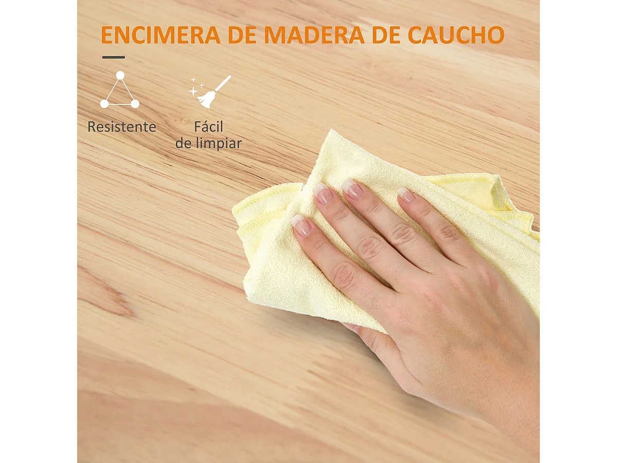 Isla de cocina Kalos Homcom extensible con ruedas blanco 92,5x128,8x75,5 cm