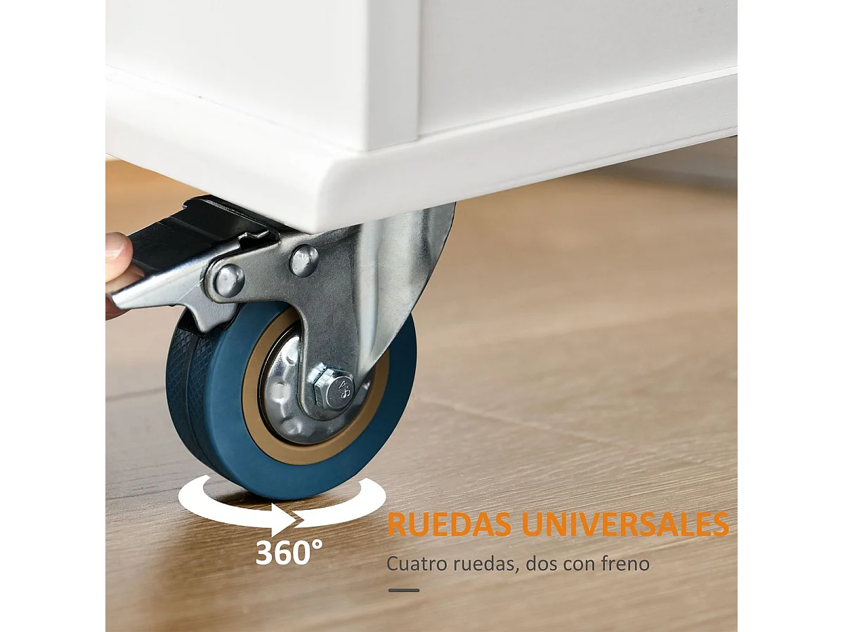Isla de cocina Kalos Homcom extensible con ruedas blanco 92,5x128,8x75,5 cm