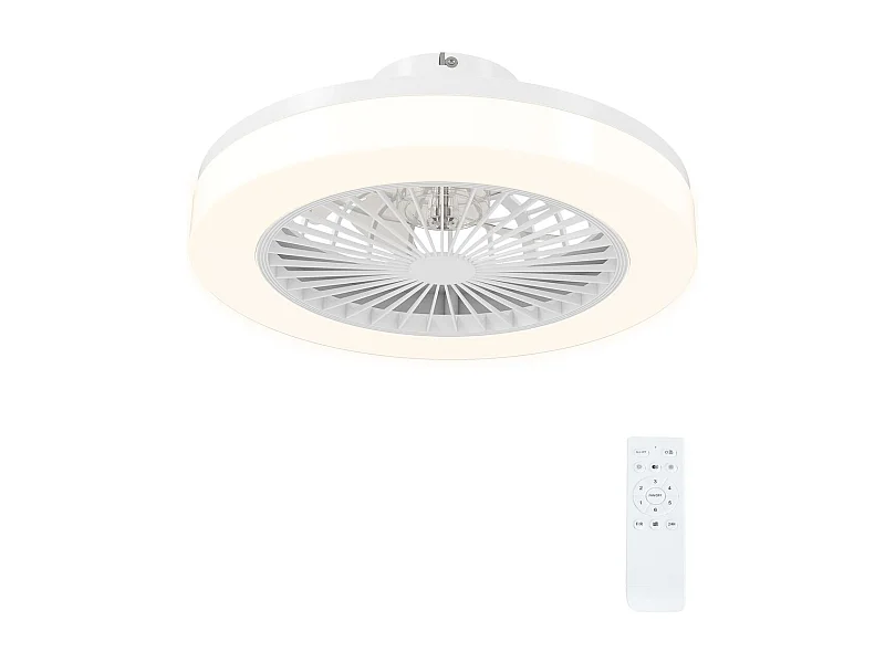 Ventilador de techo Manhattan Homcom luz LED + 6 velocidades blanco Ø46 cm