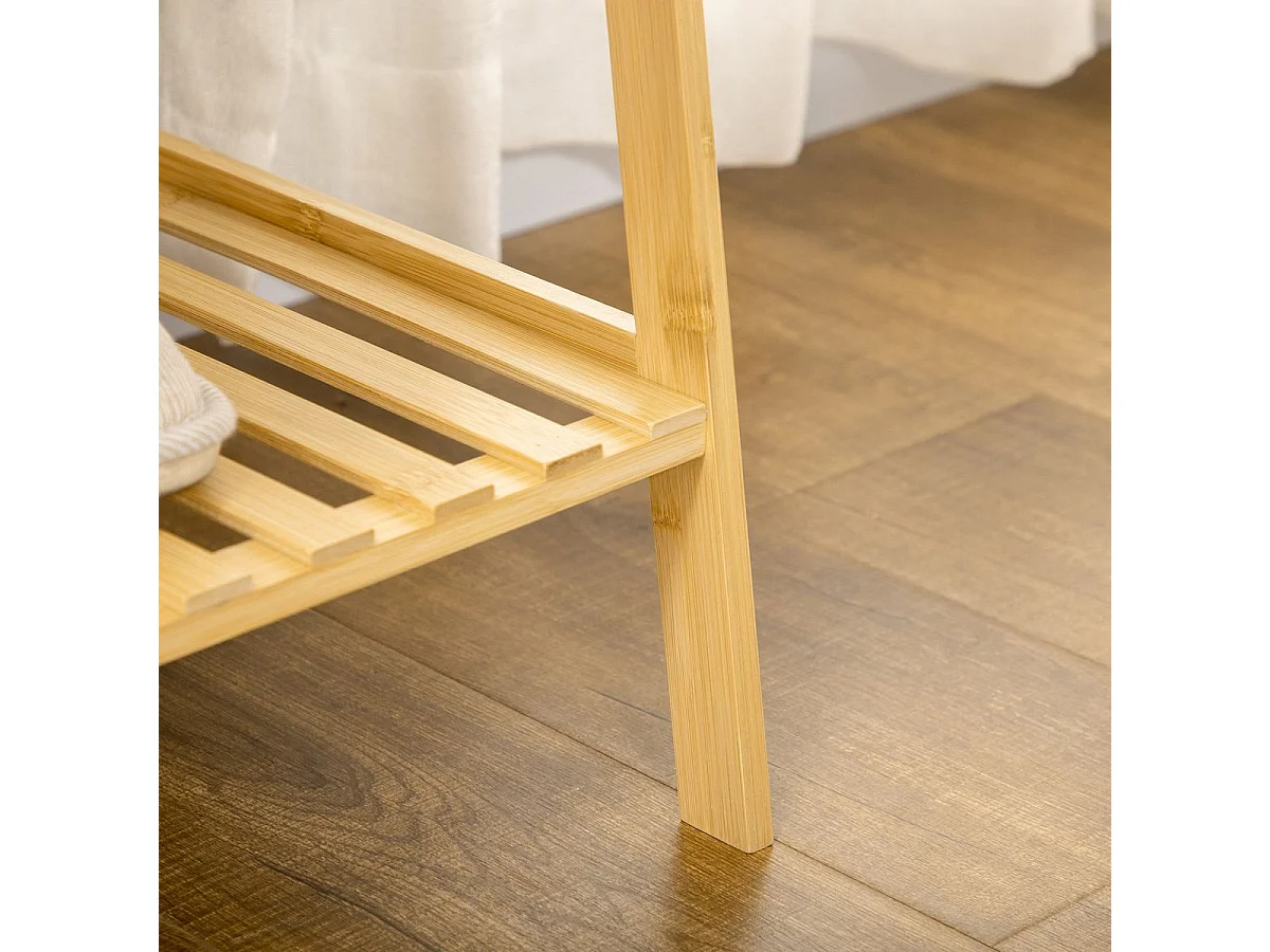 Burro perchero River Homcom 2 estantes + 2 ganchos natural 139x114x40 cm