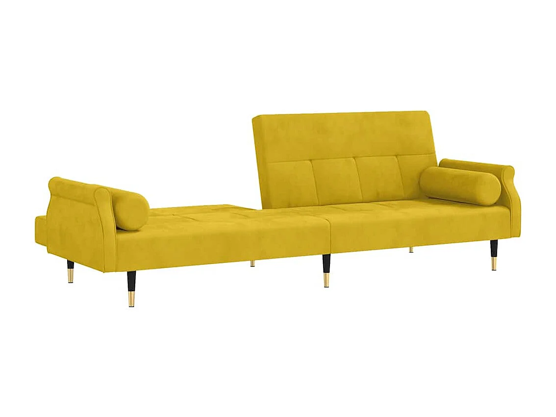 Canapé-lit avec coussins jaune velours