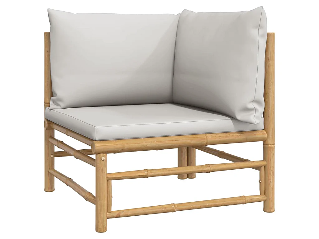 8-tlg. Garten-Lounge-Set mit Kissen Hellgrau Bambus