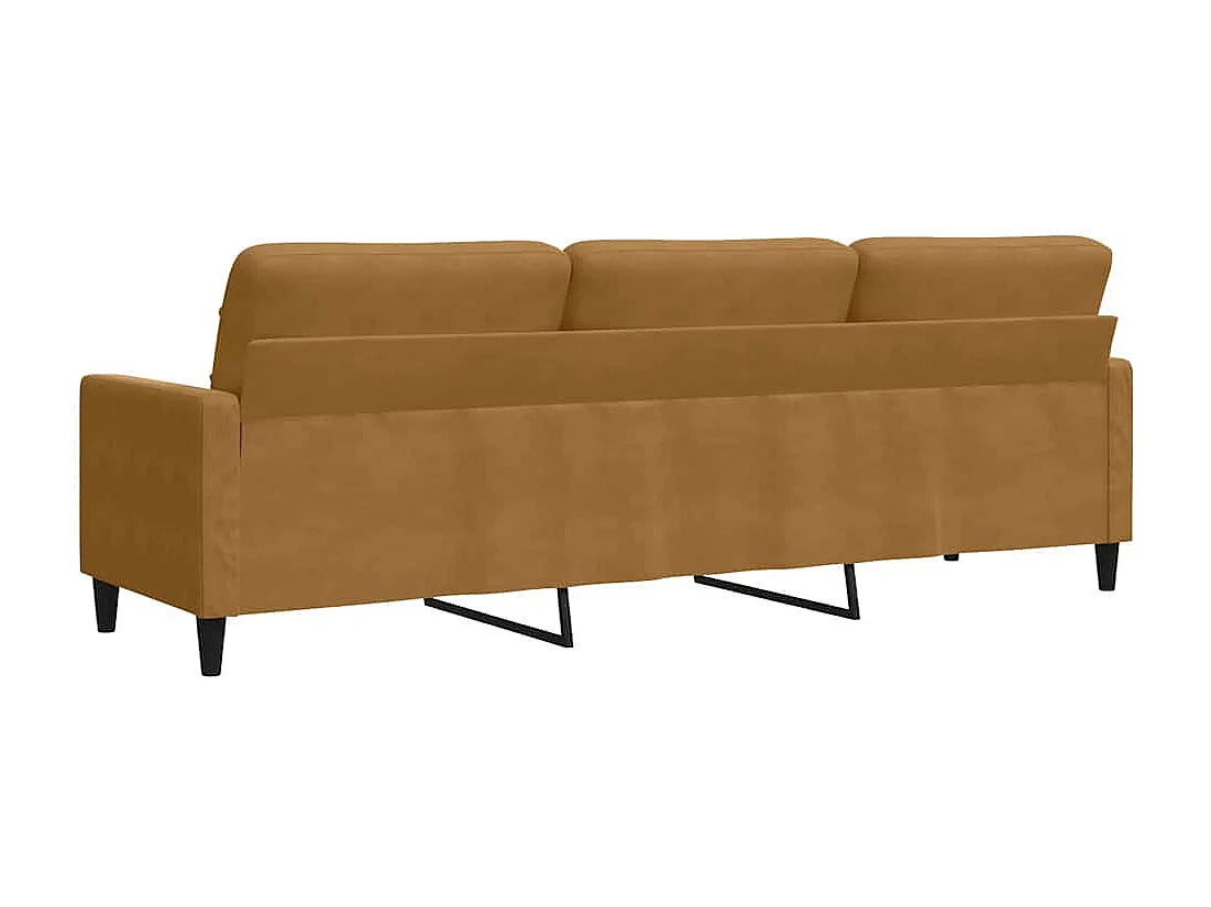 Divano a 3 Posti Marrone 210 cm in Velluto