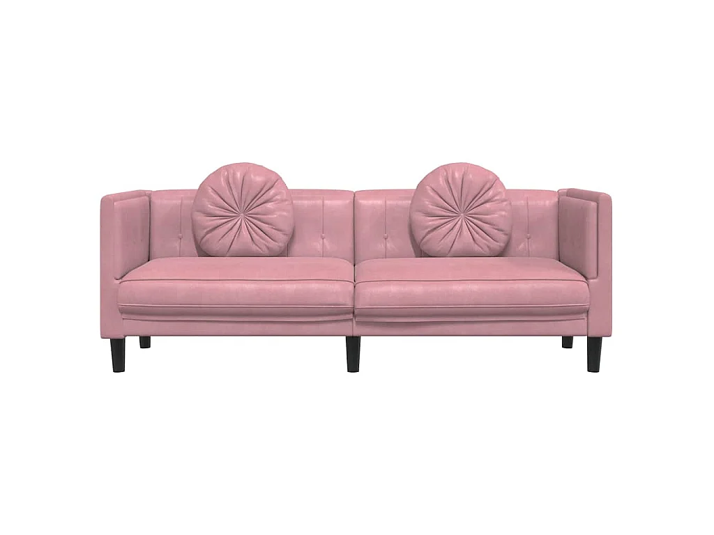 Sofá com almofadões 3 lugares veludo rosa