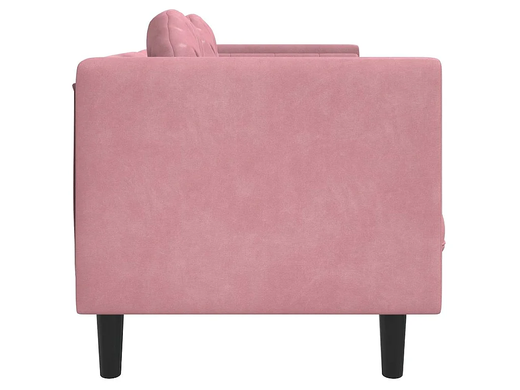 Sofá com almofadões 3 lugares veludo rosa