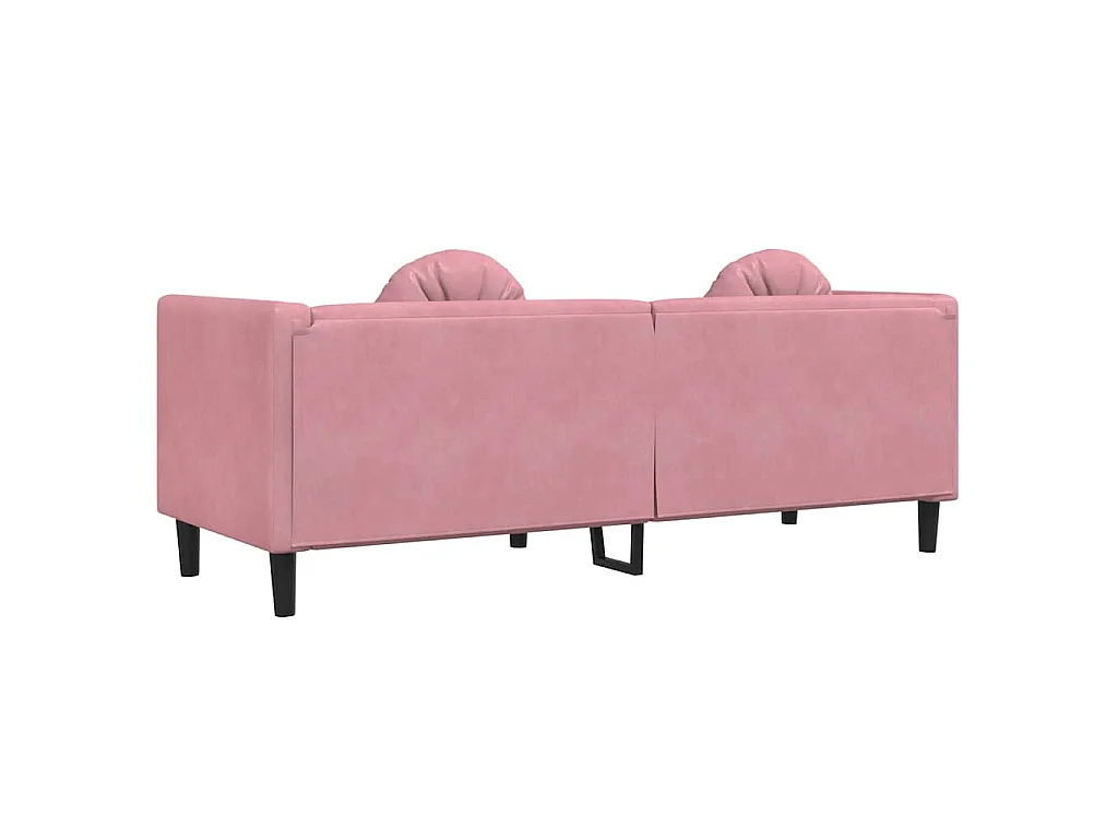 Sofá com almofadões 3 lugares veludo rosa