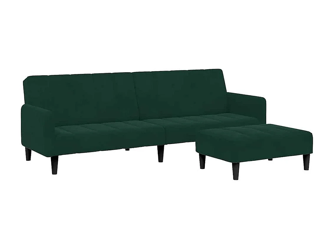 Canapé convertible clic-clac 2 places avec repose pieds en velours vert foncé