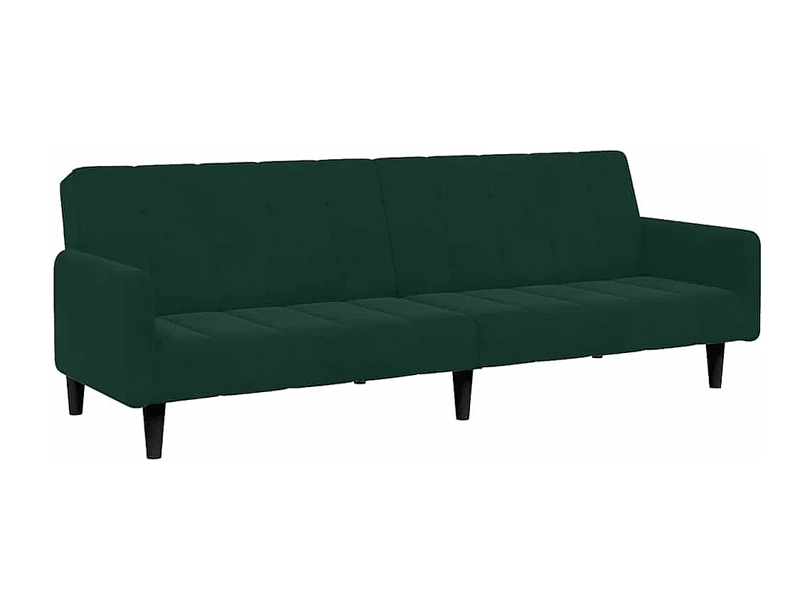 Canapé convertible clic-clac 2 places avec repose pieds en velours vert foncé