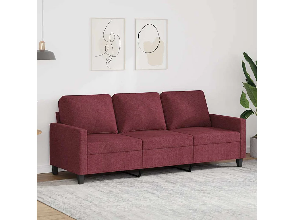 Canapé à 3 places Rouge bordeaux 180 cm Tissu