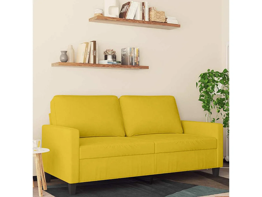 Canapé à 2 places Jaune 140 cm Velours